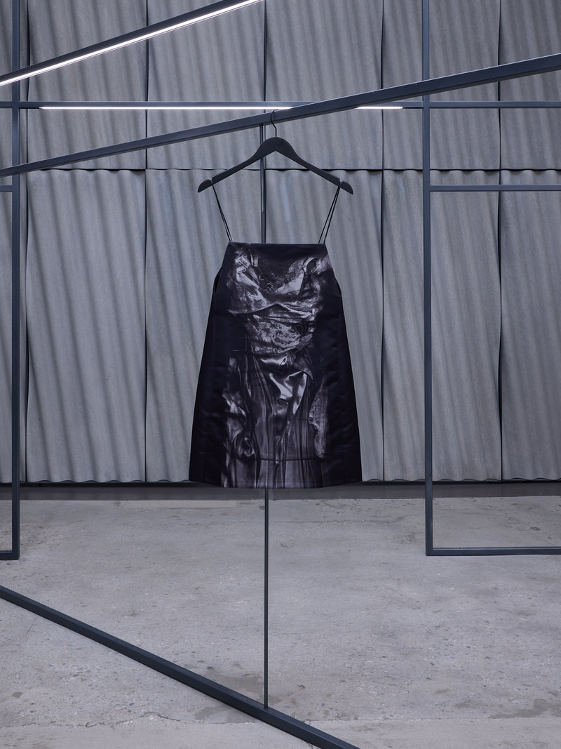 Black Compact Print Slip Dress (WDRESS124-S25-F468-BLACK)