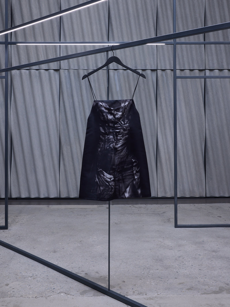 Black Compact Print Slip Dress (WDRESS124-S25-F468-BLACK)