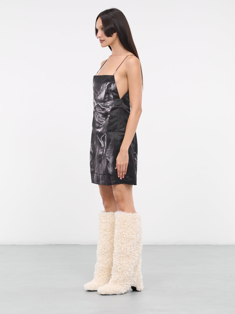 Black Compact Print Slip Dress (WDRESS124-S25-F468-BLACK)