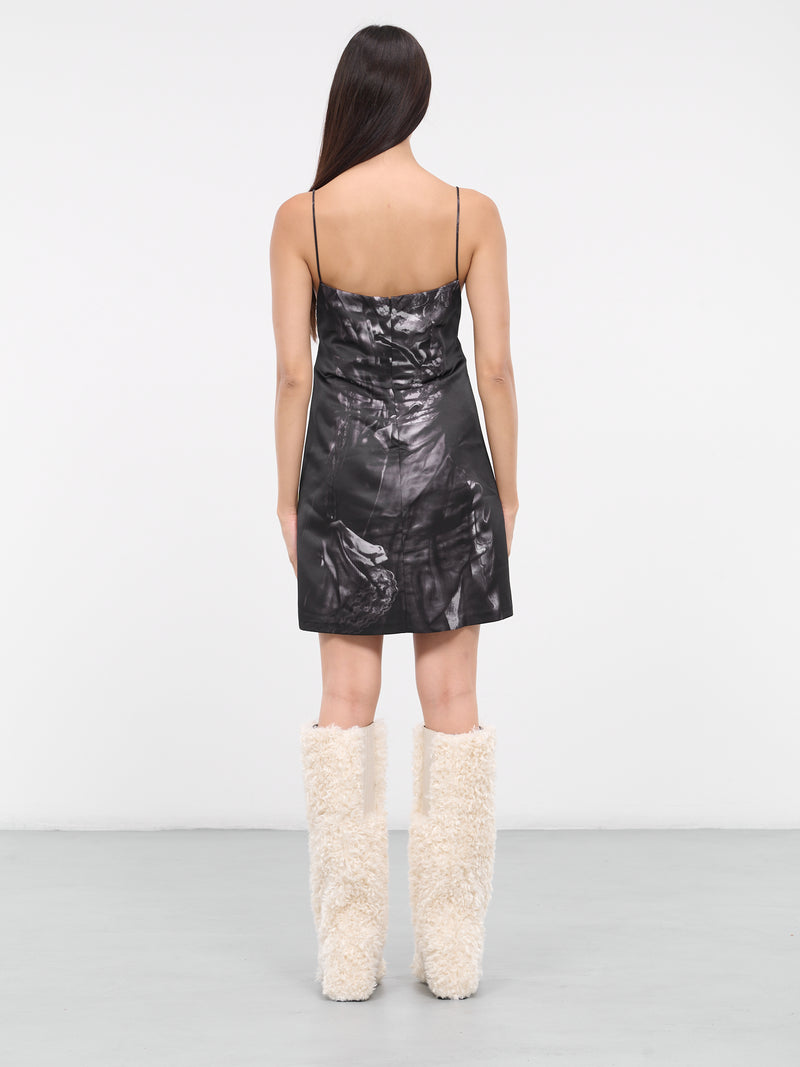 Black Compact Print Slip Dress (WDRESS124-S25-F468-BLACK)