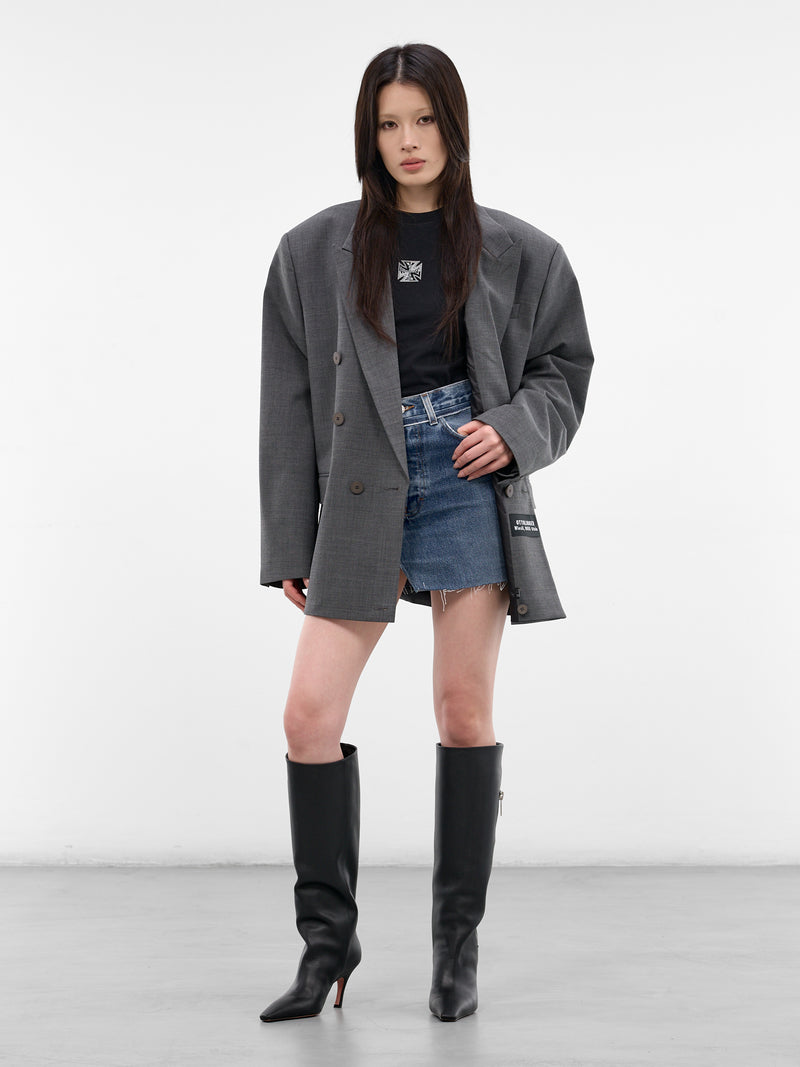 Blue Cut-Up Denim Mini Skirt (WE76DK347N3-VINTAGE-BLUE)