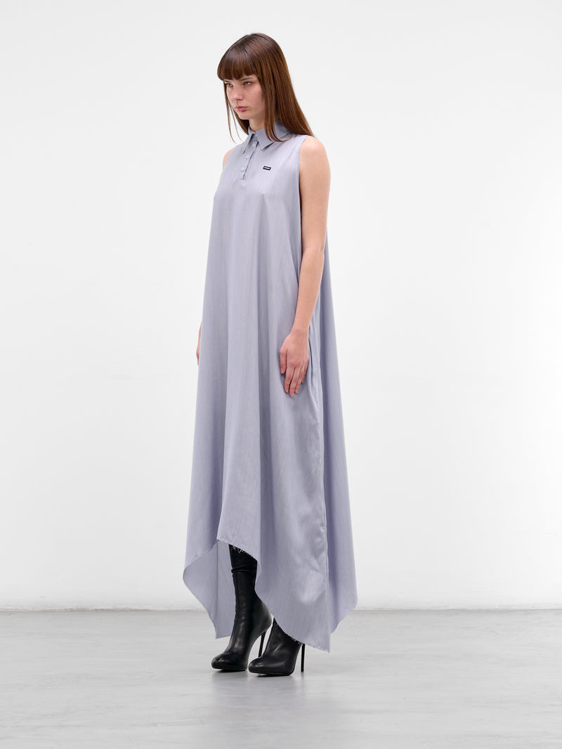 Gray Silk Polo Maxi Dress (WE76DR379N-BLUE)