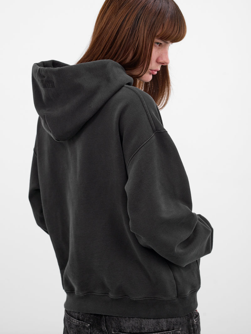 Black Molleton Paris Graphic Hoodie (WE76HD553B-BLACK)