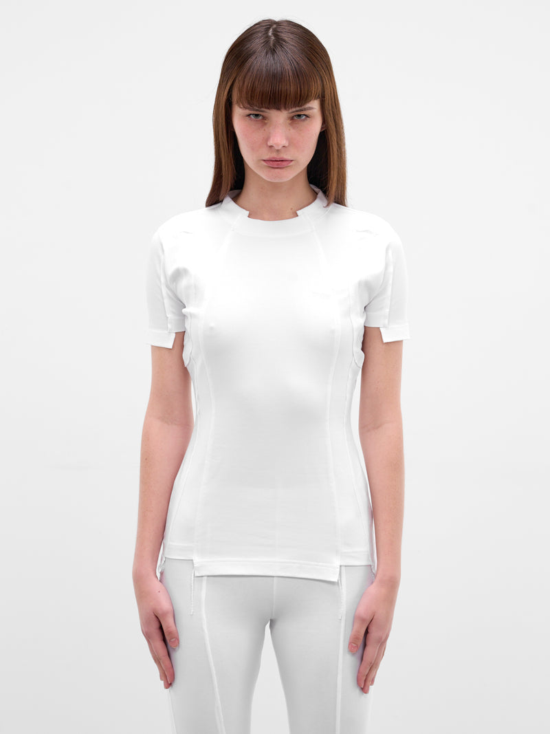 White Deconstructed Cut-Up Cotton Tee (WE76TR514W-WHITE)