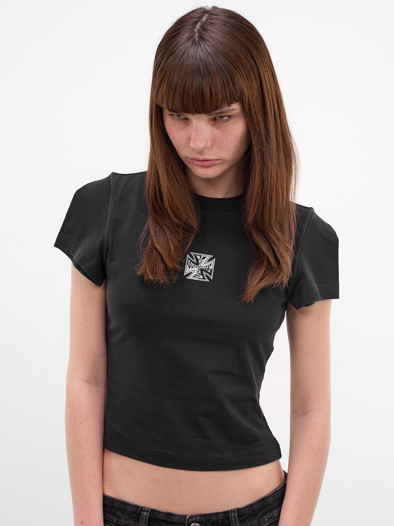 Black Trompe L'oeil Sleeves Tank (WE76TR527B-BLACK)