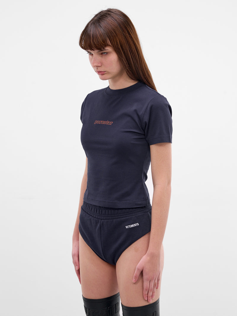 Navy Cotton Pornstar Graphic Tee (WE76TR547N-NAVY)