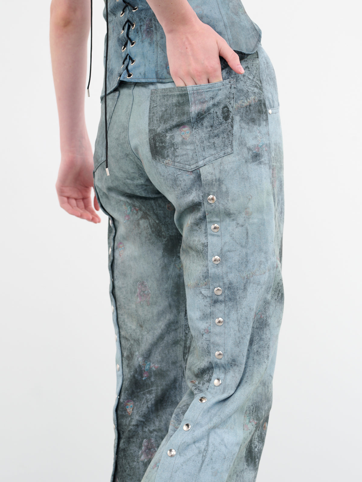 Distressed Split Pants (WEI04P001-BLUE)
