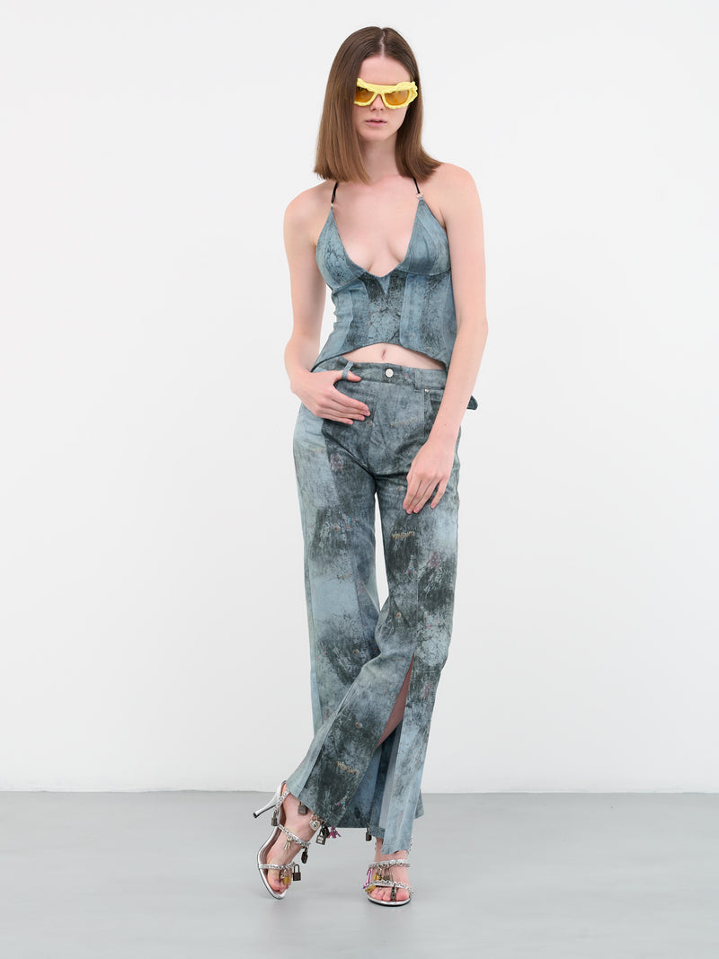 Distressed Split Pants (WEI04P001-BLUE)