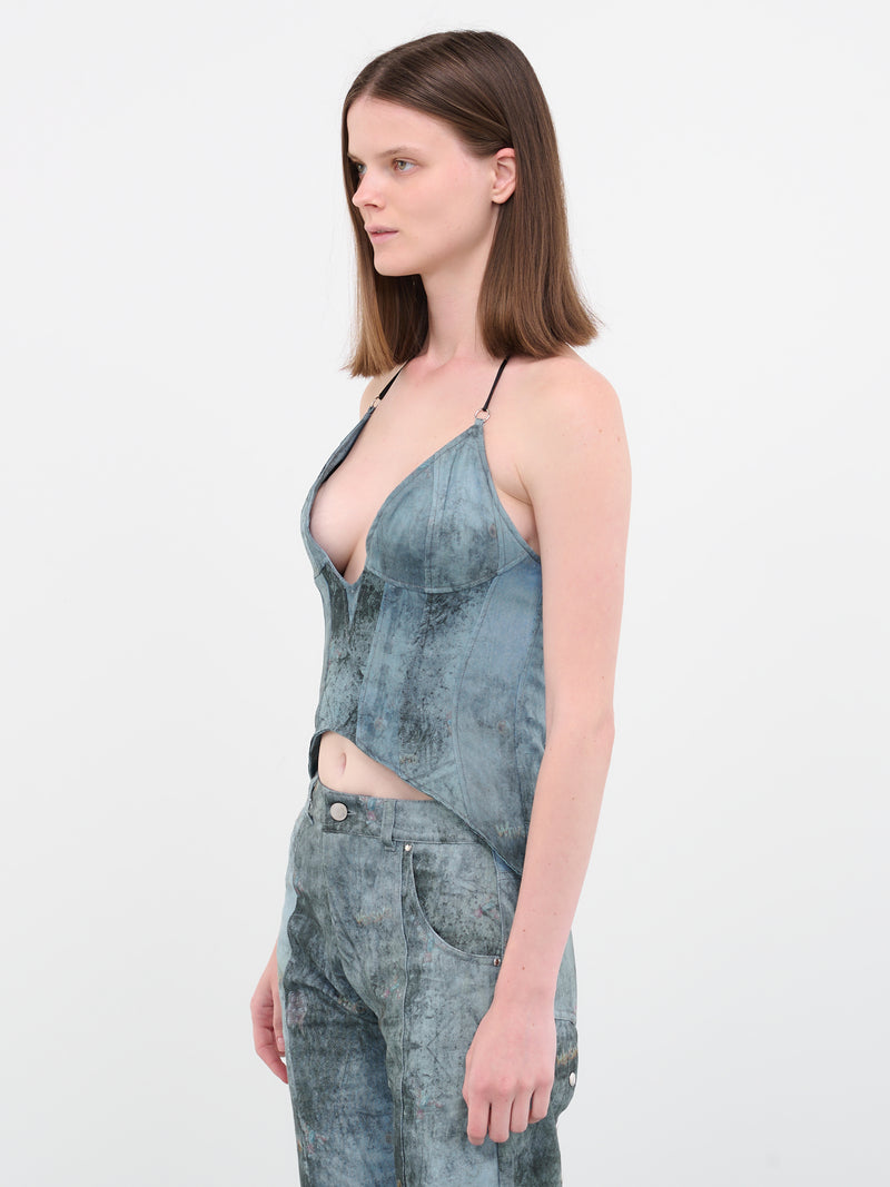 Distressed Bustier Top (WEI04T013-BLUE)