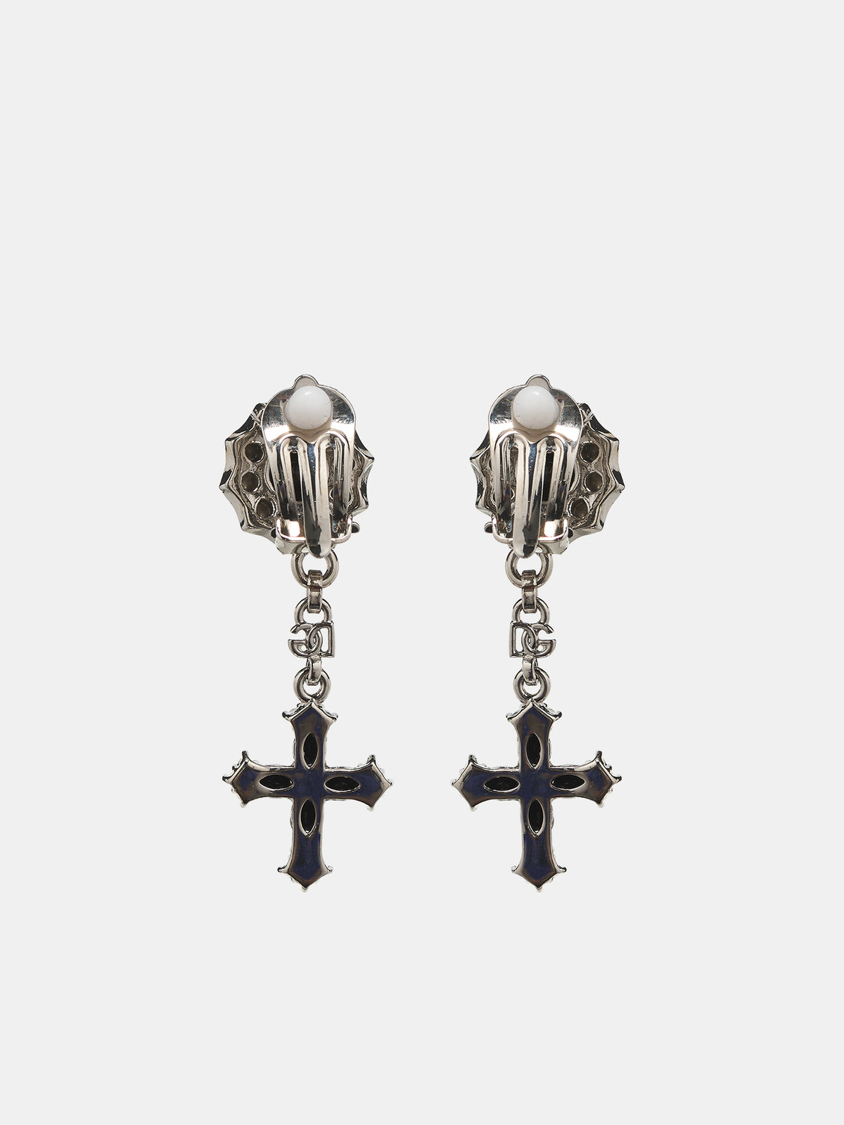 Drop Earrings With Crosses (WEQ4S2-W1111-BLACK-SILVER)