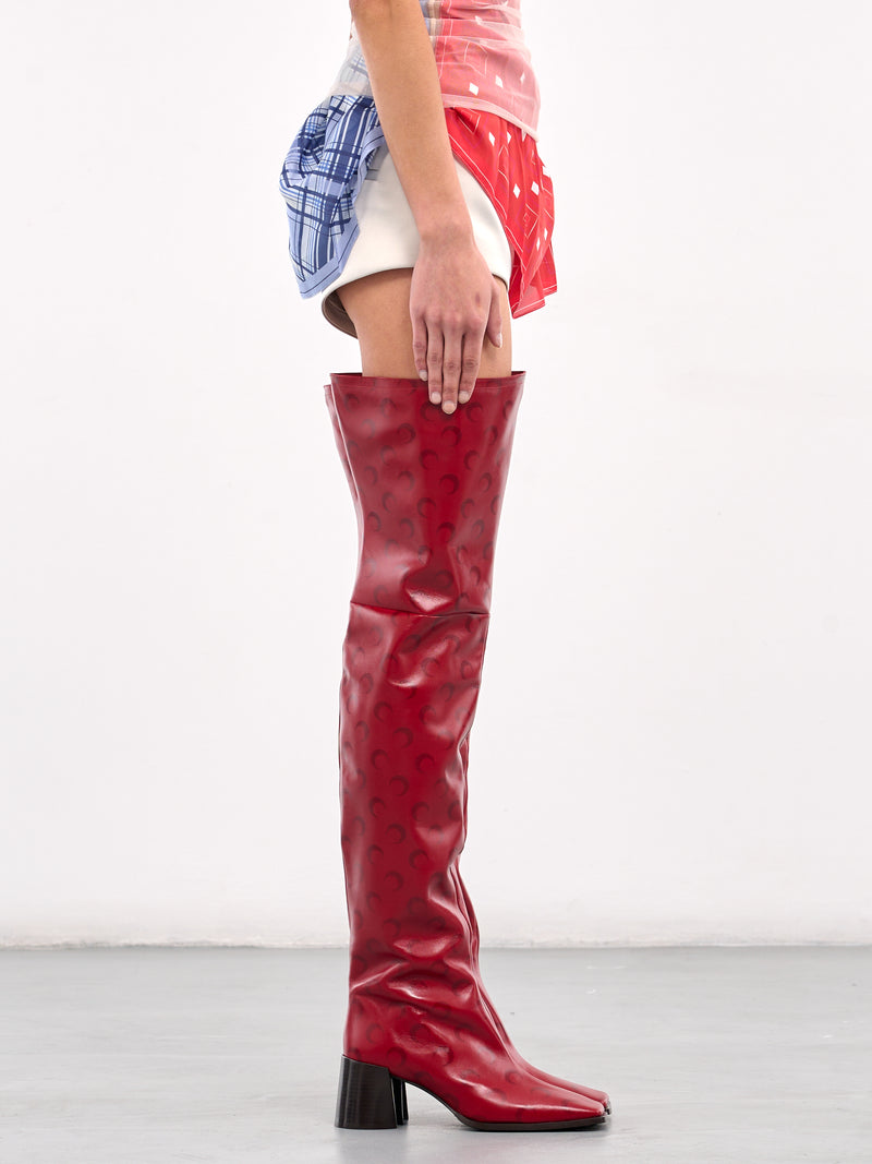 Moon Monogram Thigh Boots (WFW039A-CLEA0053-RED)