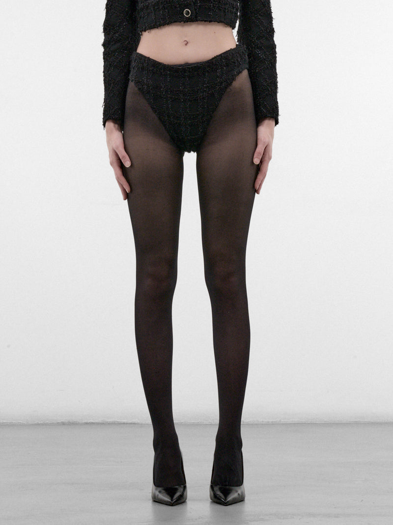 Black Checked Tweed Hot Pants (WH27SH030BC-BLACK-CHECKED)