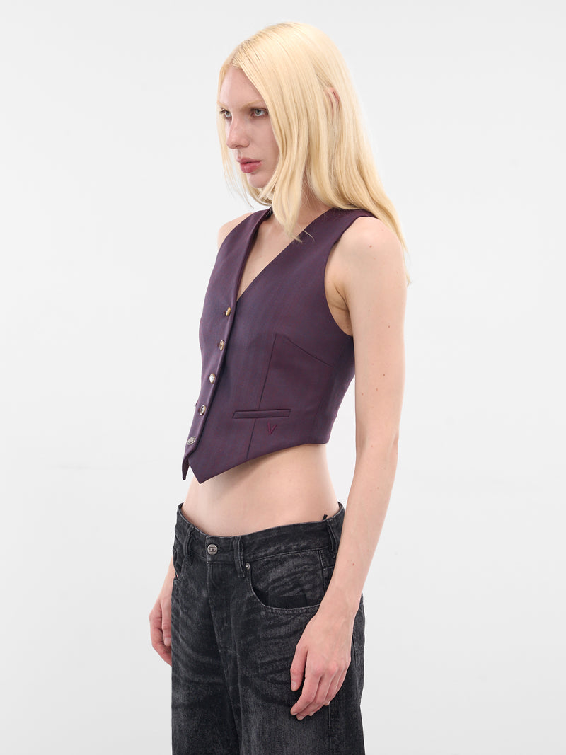 Bordeaux Wool Cropped Vest (WH76TG200X-BORDEAUX)