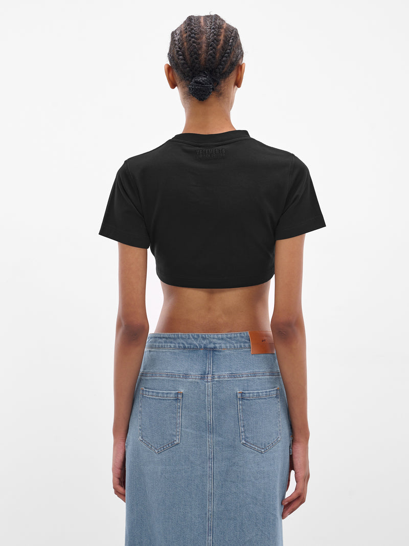 Trash Embroidered Crop Tee (WH76TR520B-BLACK)