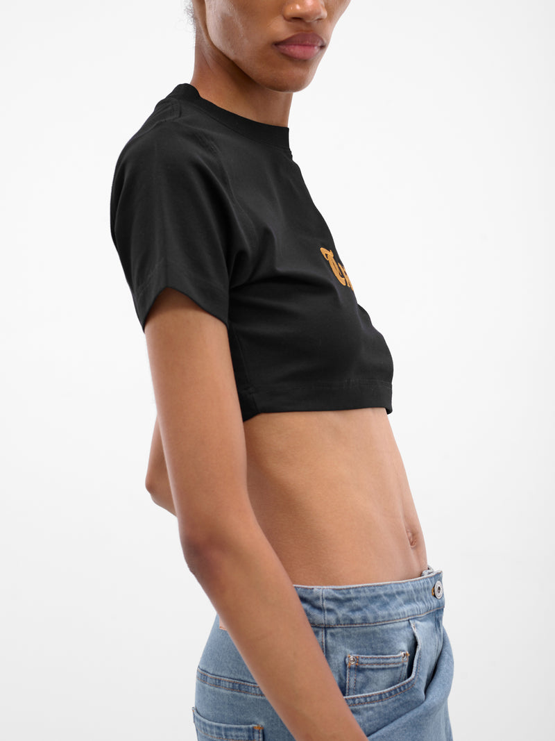Trash Embroidered Crop Tee (WH76TR520B-BLACK)