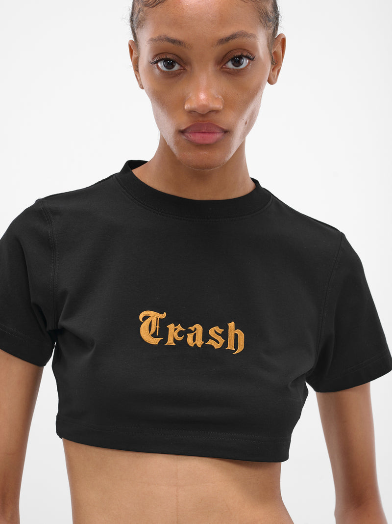 Trash Embroidered Crop Tee (WH76TR520B-BLACK)