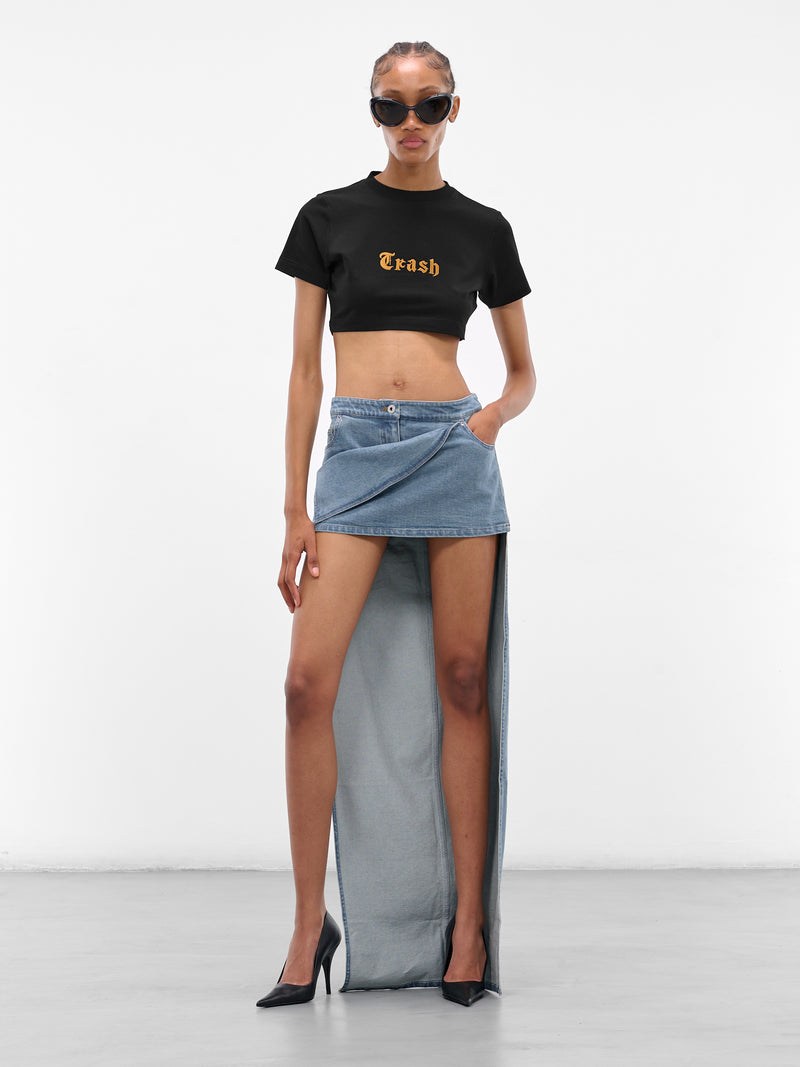 Trash Embroidered Crop Tee (WH76TR520B-BLACK)