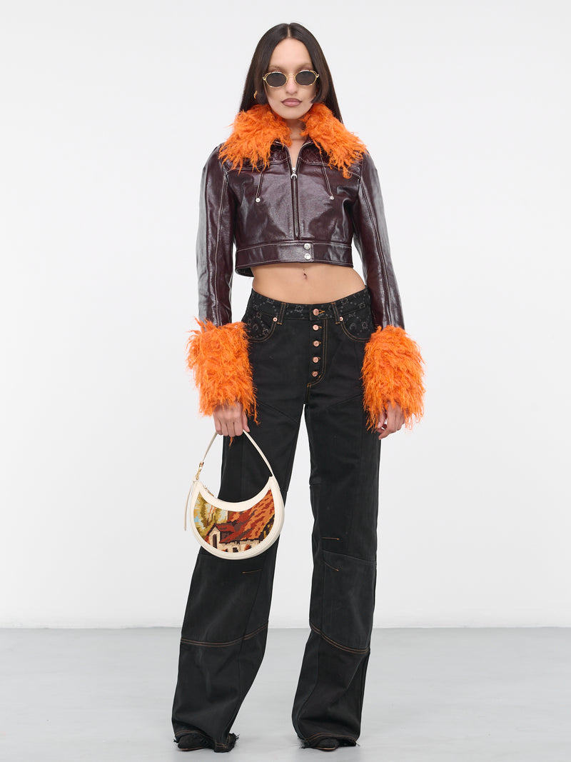 Embossed Leather Jacket (WJA020-CLEA0004-RD70-BURGUNDY)