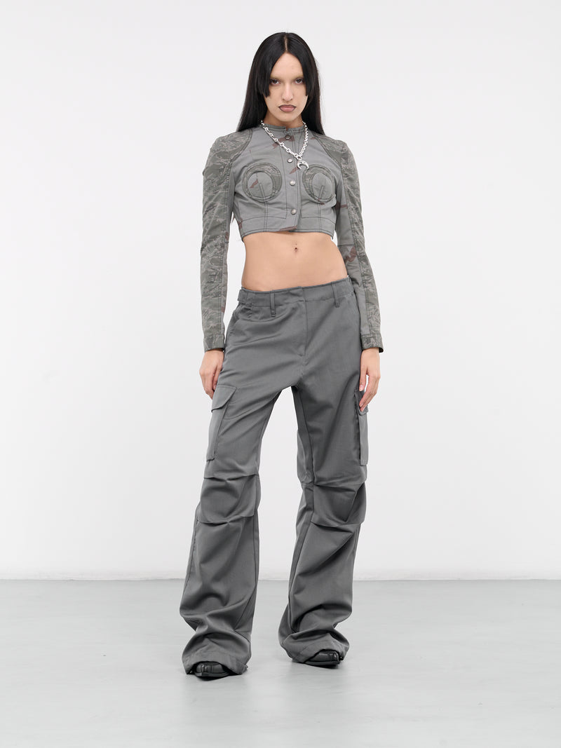 Regenerated Camo Crop Jacket (WJA043-DWOV0017-DARK-GREY)