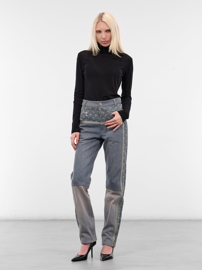 Blue Regenerated Monogram Denim Jeans (WPA168AUDEN0012-LIGHT-SAND)