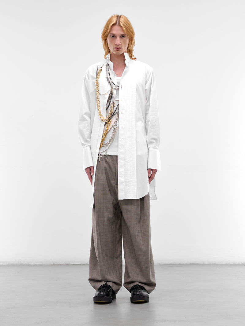 White Layered Necklaces Deconstructed Shirt (WQ-B001-S26-WHITE)