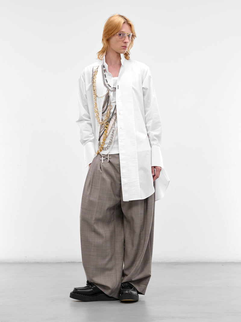 White Layered Necklaces Deconstructed Shirt (WQ-B001-S26-WHITE)