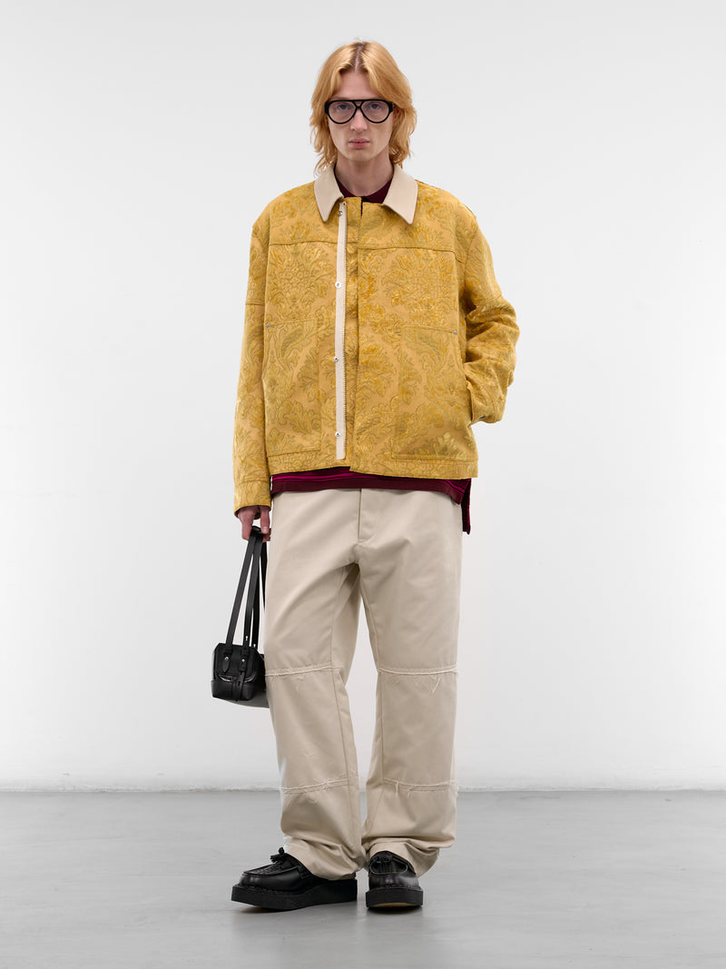 Yellow Floral Jacquard Workwear Jacket (WQ-J022-S26-YELLOW)