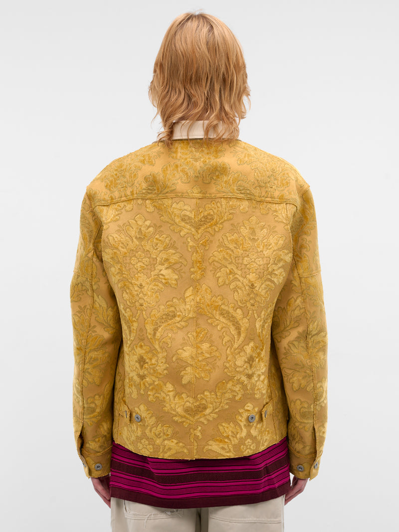 Yellow Floral Jacquard Workwear Jacket (WQ-J022-S26-YELLOW)