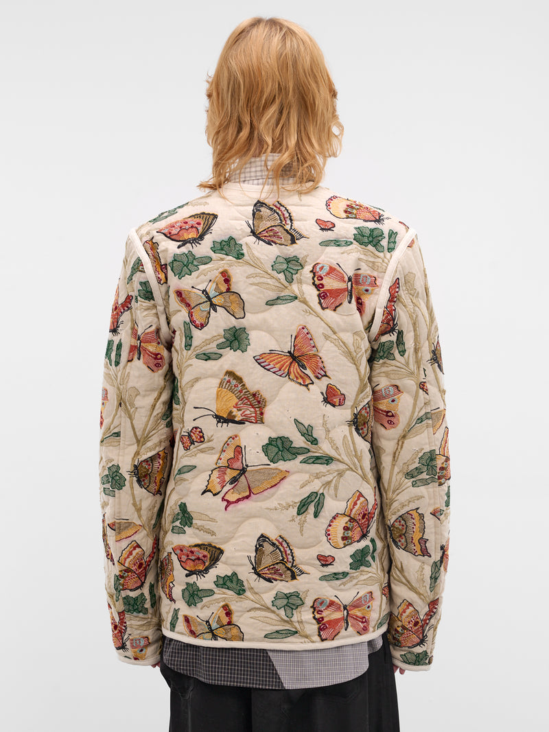Beige Butterfly & Flower Quilted Jacket (WQ-J026-S26-BEIGE)