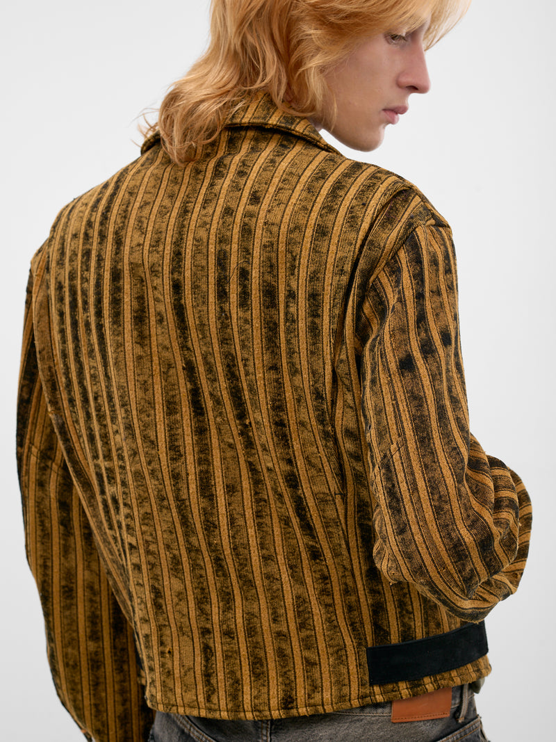 Black Striped Double-Rider Jacket (WQ-J027-BLACK-YELLOW)