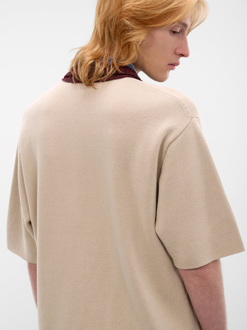 Beige Wool-Cotton Knit Polo (WQ-N011-S26-BEIGE)