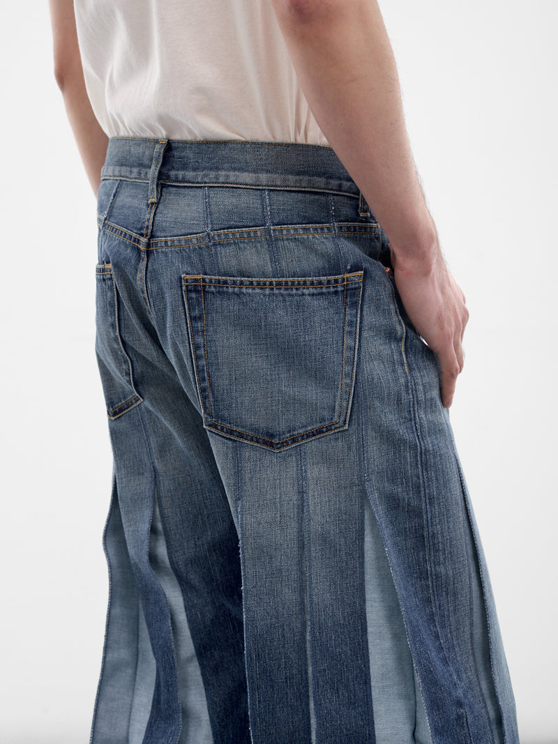 Indigo Denim Deconstructed Flare Jeans (WQ-P005-S26-INDIGO)
