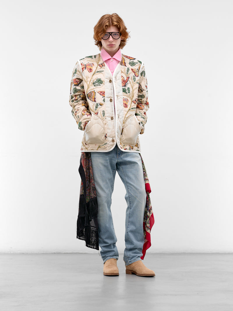 Scarf Draped Blue Denim Jeans (WQ-P208-S26-INDIGO-BLACK-RED)