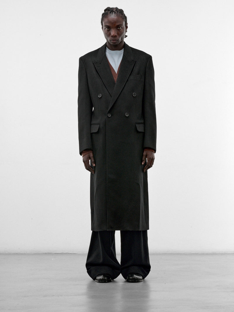 Black Cashmere Double-Breasted Coat (WR-C013-W26-BLACK-BLACK)