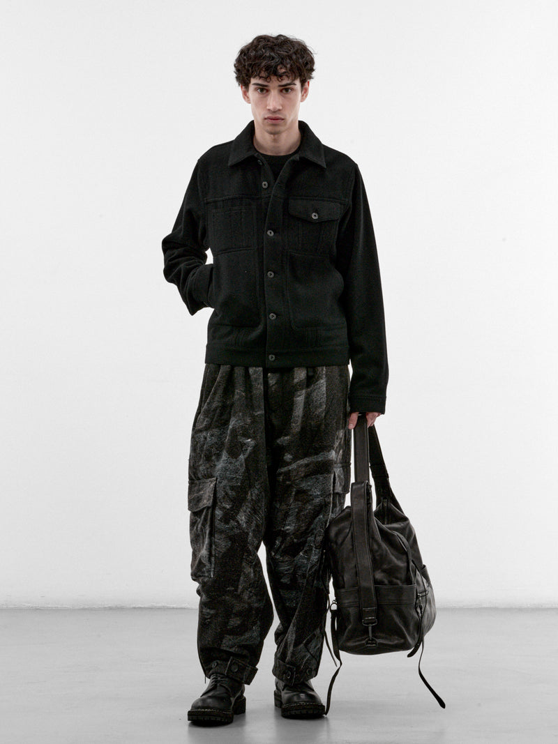 Black Wool Button Jacket (WR-J929-100-BLACK)