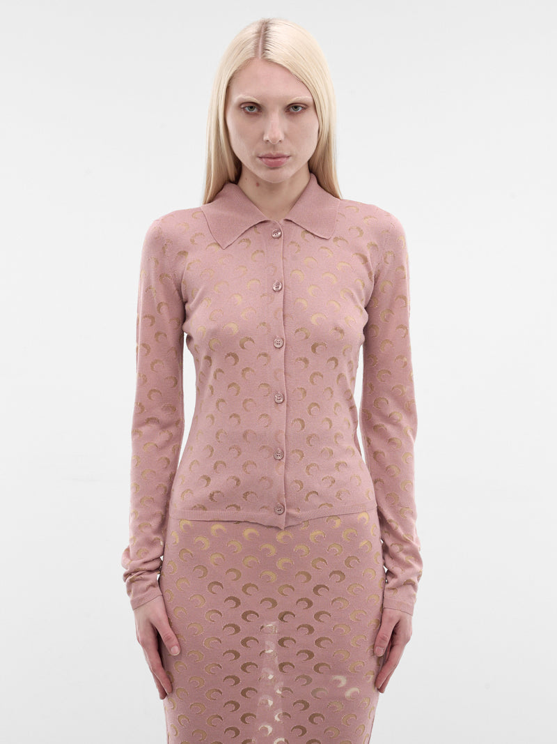 Pink Devore Moon Monogram Shirt (WSI044ACKNI0545-PK00-LIGHT-PIN)
