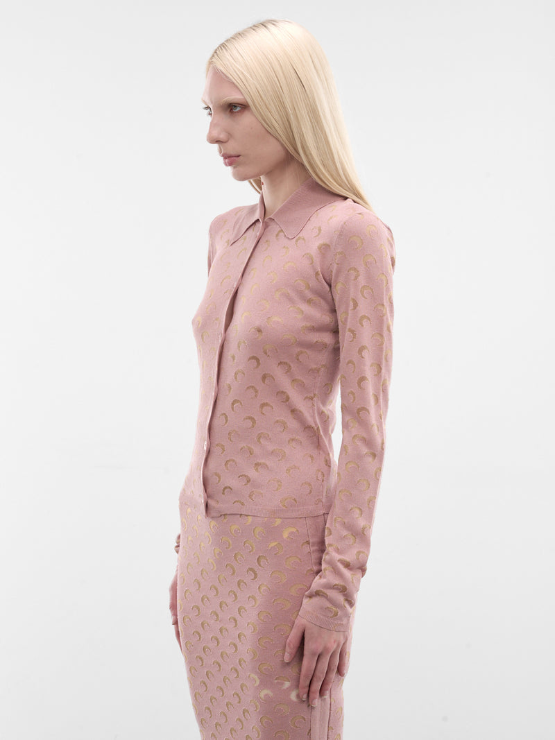 Pink Devore Moon Monogram Shirt (WSI044ACKNI0545-PK00-LIGHT-PIN)