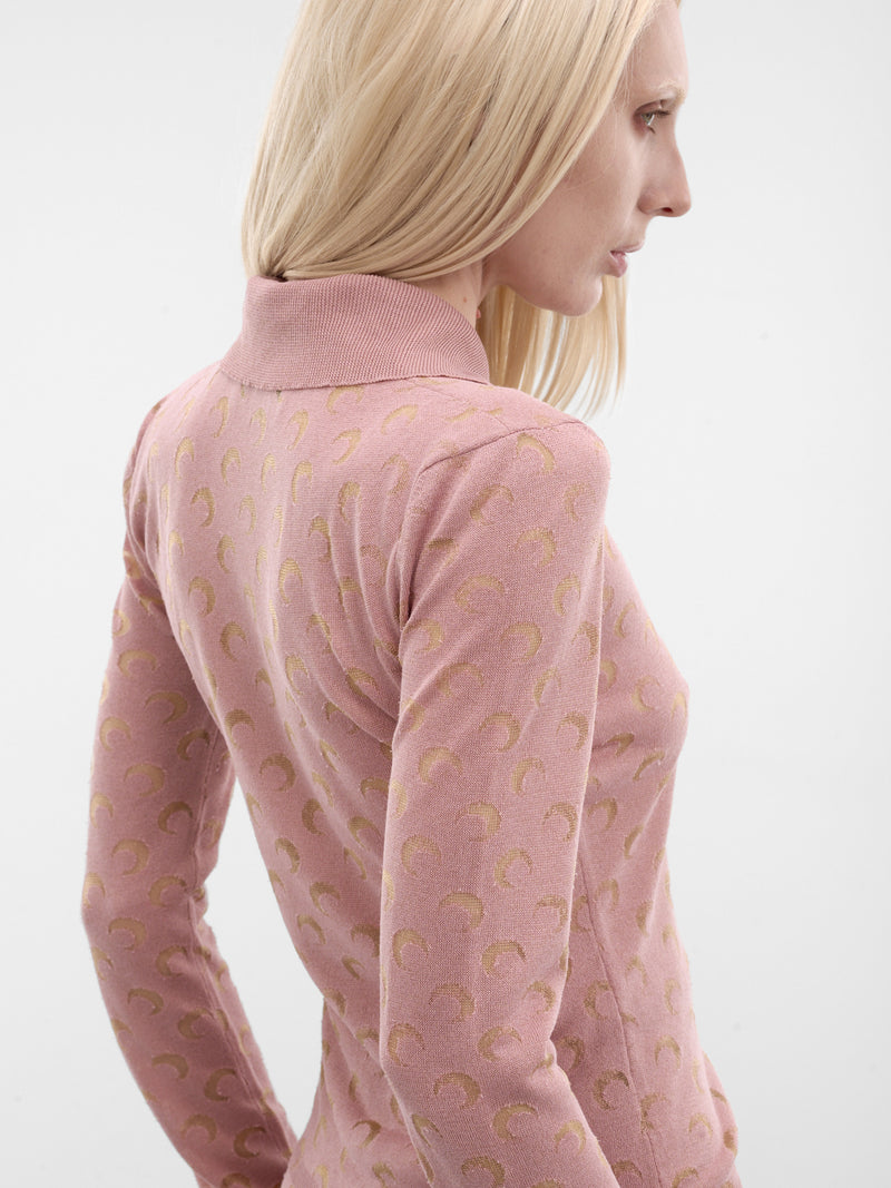 Pink Devore Moon Monogram Shirt (WSI044ACKNI0545-PK00-LIGHT-PIN)