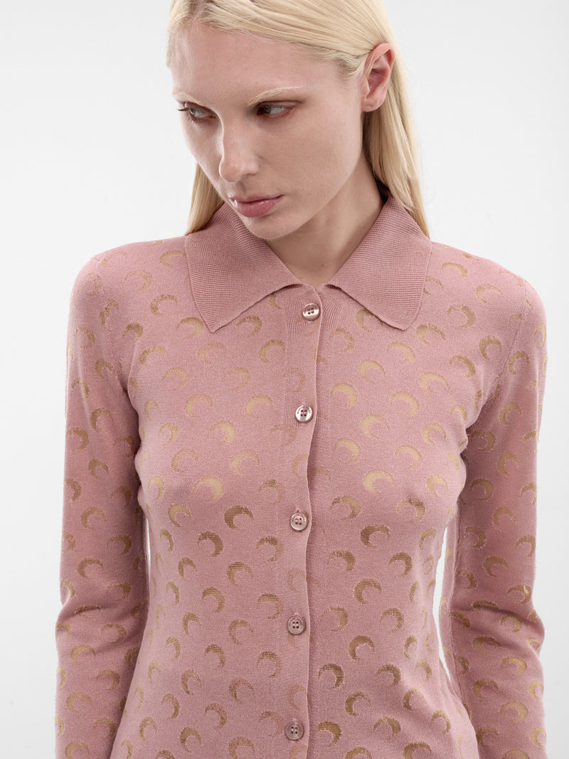 Pink Devore Moon Monogram Shirt (WSI044ACKNI0545-PK00-LIGHT-PIN)