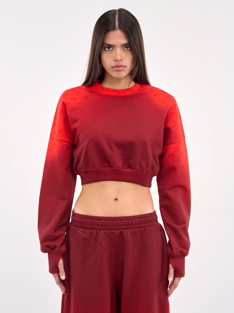 Moon Faded Gradient Crop Sweatshirt (WST012A-CJER0073-RED)