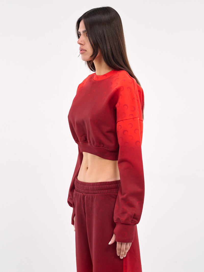 Moon Faded Gradient Crop Sweatshirt (WST012A-CJER0073-RED)