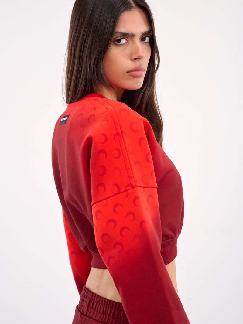 Moon Faded Gradient Crop Sweatshirt (WST012A-CJER0073-RED)