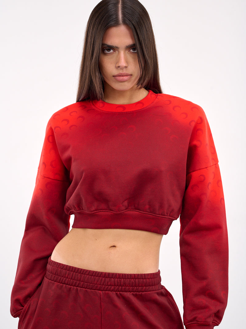 Moon Faded Gradient Crop Sweatshirt (WST012A-CJER0073-RED)