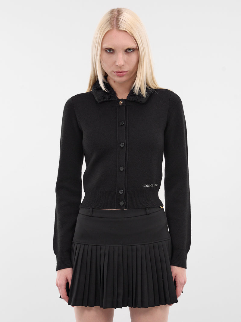 Black Merino Wool Knit Cardigan (WTK082ACKNI0033-BK99-BLACK)