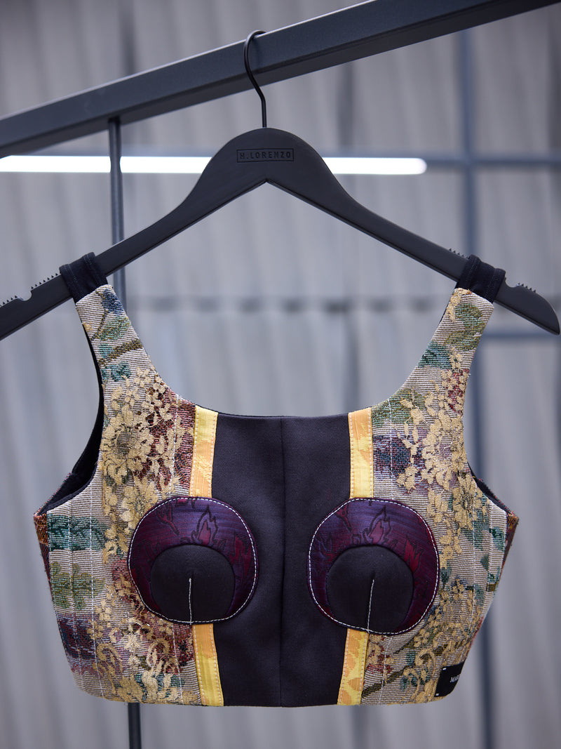 Regenerated Patchwork Tapestry Bustier (WTO031-DWOV0010-MU00-MULTI)