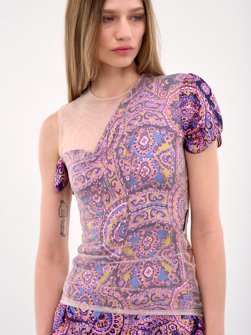 Regenerated Silk Scarves Layer Top (WTO422A-UWOV0028-MULTI)