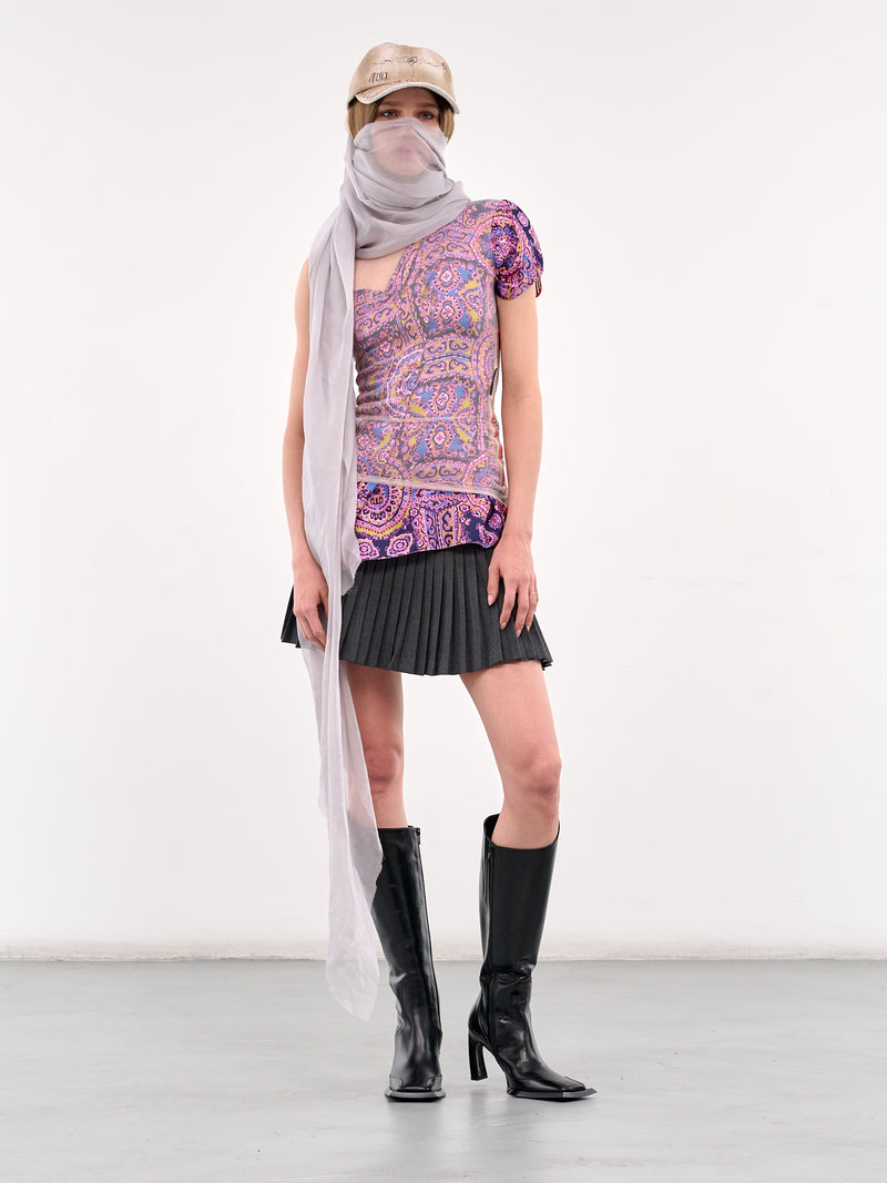 Regenerated Silk Scarves Layer Top (WTO422A-UWOV0028-MULTI)