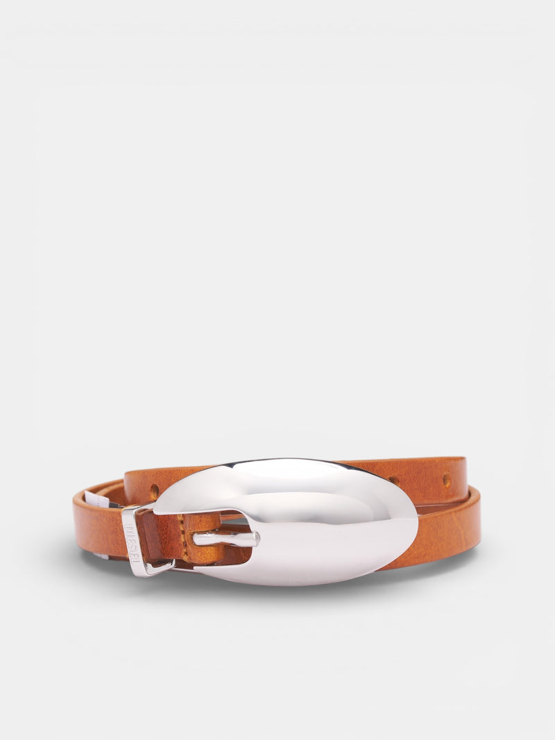 B-Rop Logo 15mm Leather Belt (X10864-P9186-H9193-COGNAC)