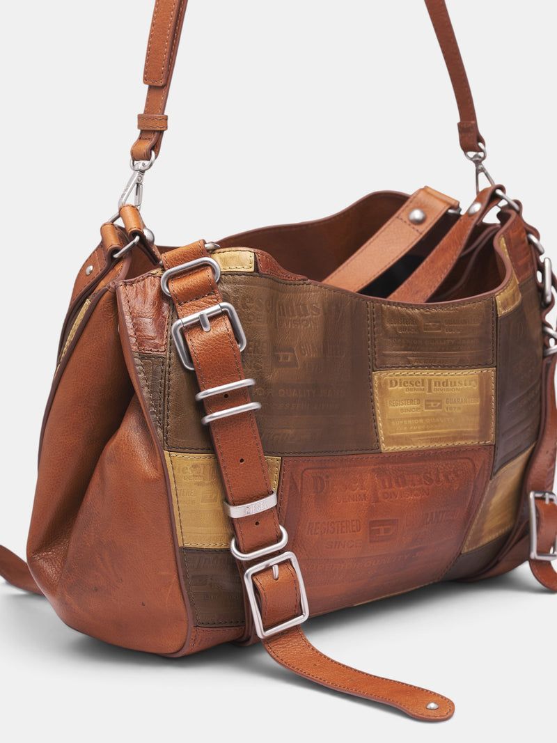 Brown Patchwork Leather Bag (X10926-D-ONE-BROWN)