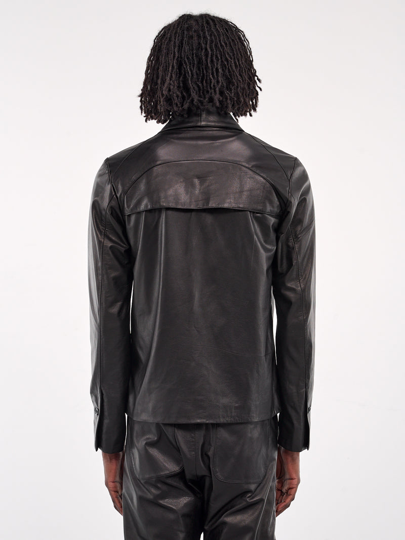 Leather Shirt Jacket (XJ13-05-BLACK-LUSTER)
